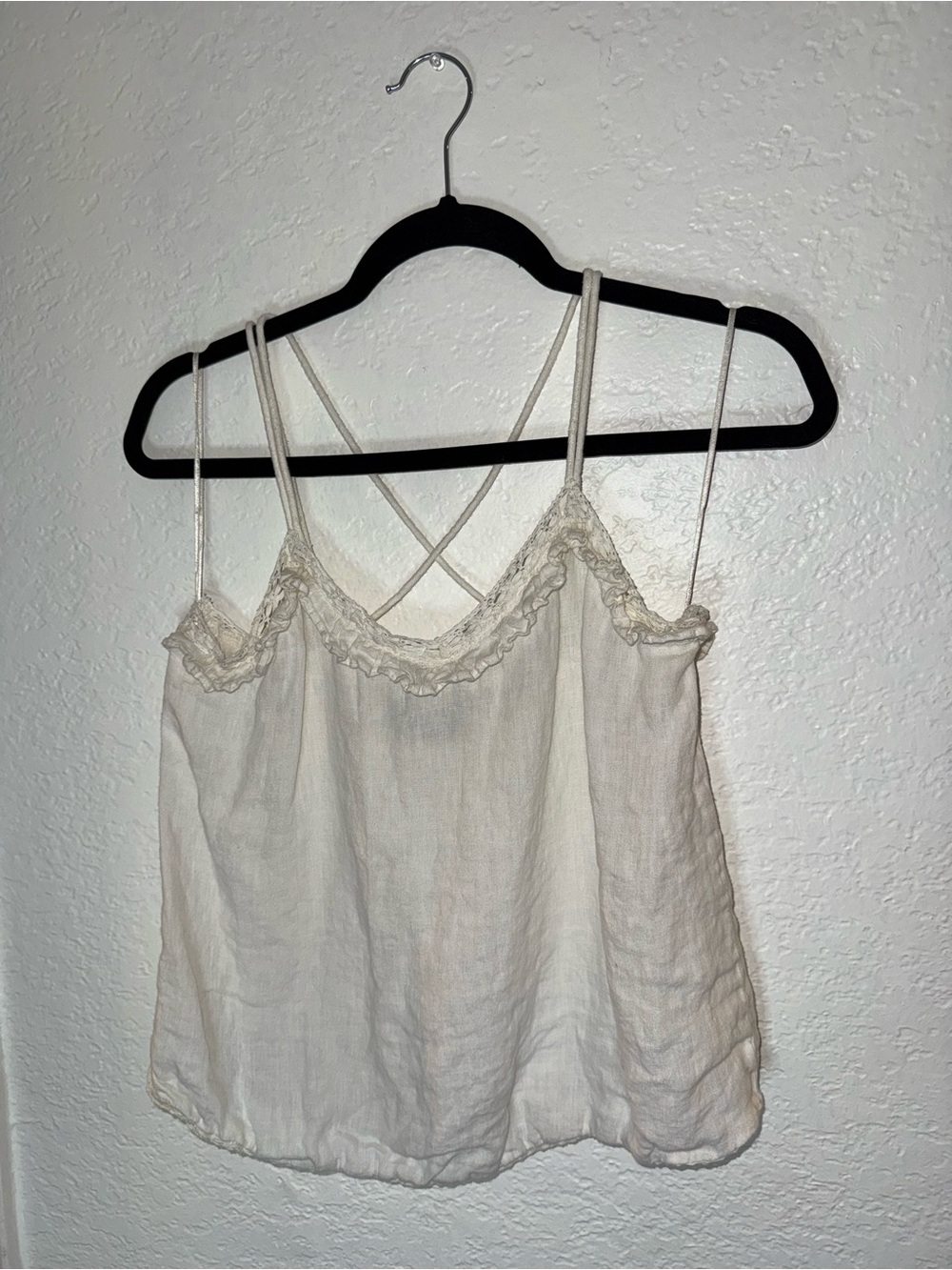 Zara Cream Lace-Trim Strappy Cami
